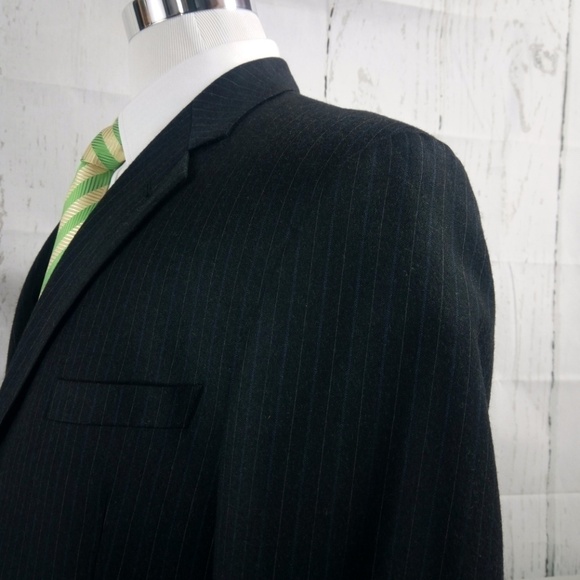 Joseph Abboud Pinstripes 44L Charcoal Suit Blazer - Picture 4 of 8